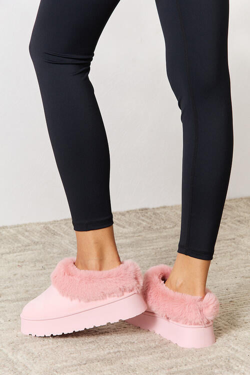 Pink Legend Footwear Furry Chunky Platform Ankle Boots