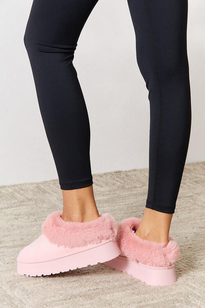 Pink Legend Footwear Furry Chunky Platform Ankle Boots