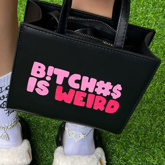 B!tch#s Is Weird Faux Leather Letter Print Tote Bag